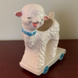 Vintage lamb planter- sheep - wheelbarrow - great condition  princess plaster​​​